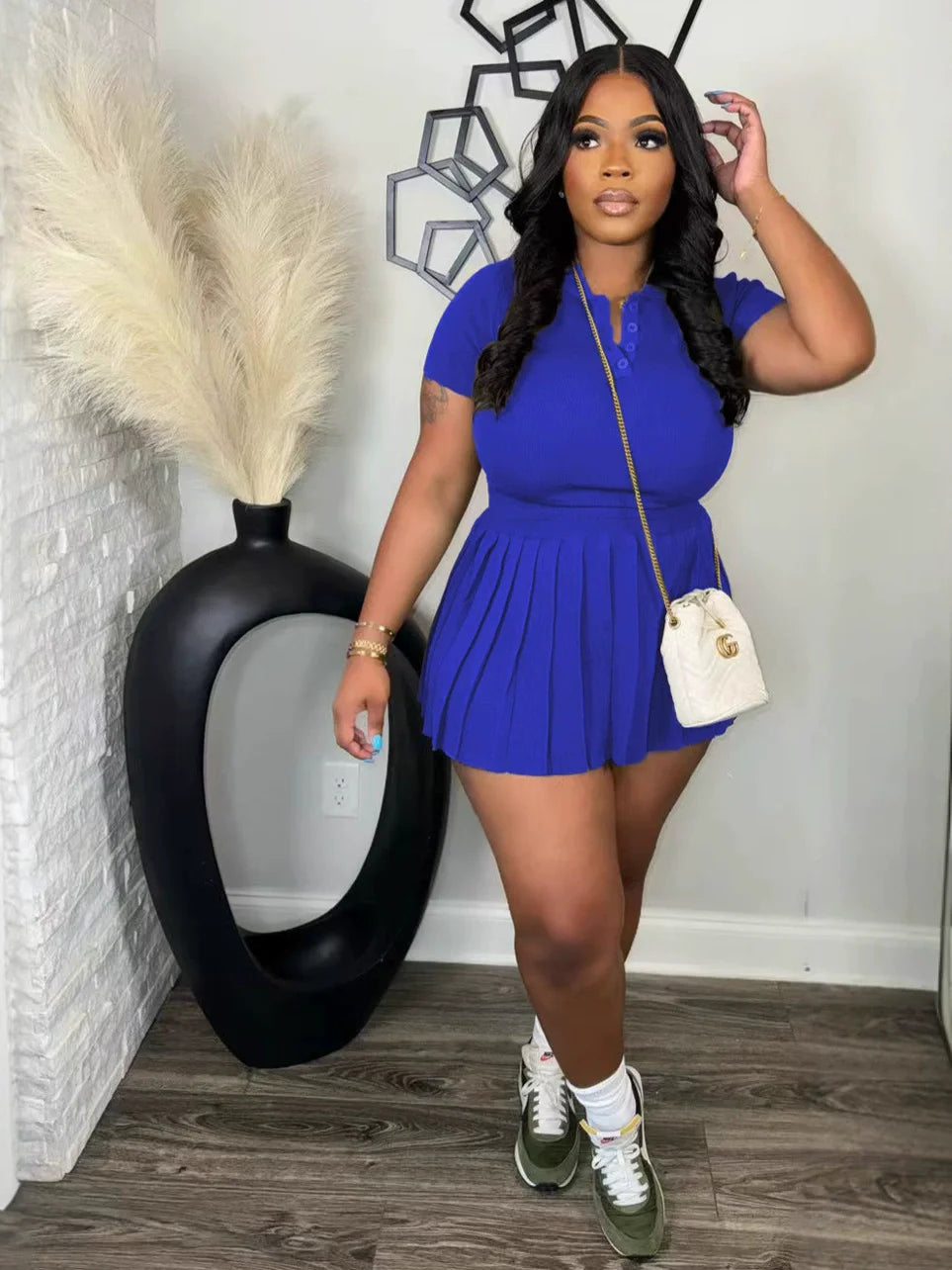 Fashion Sport Women's Set Pleated Mini Skirt and Short Sleeve T-shirt Top 2024 Street Two 2 Piece Dress Sets Outfits