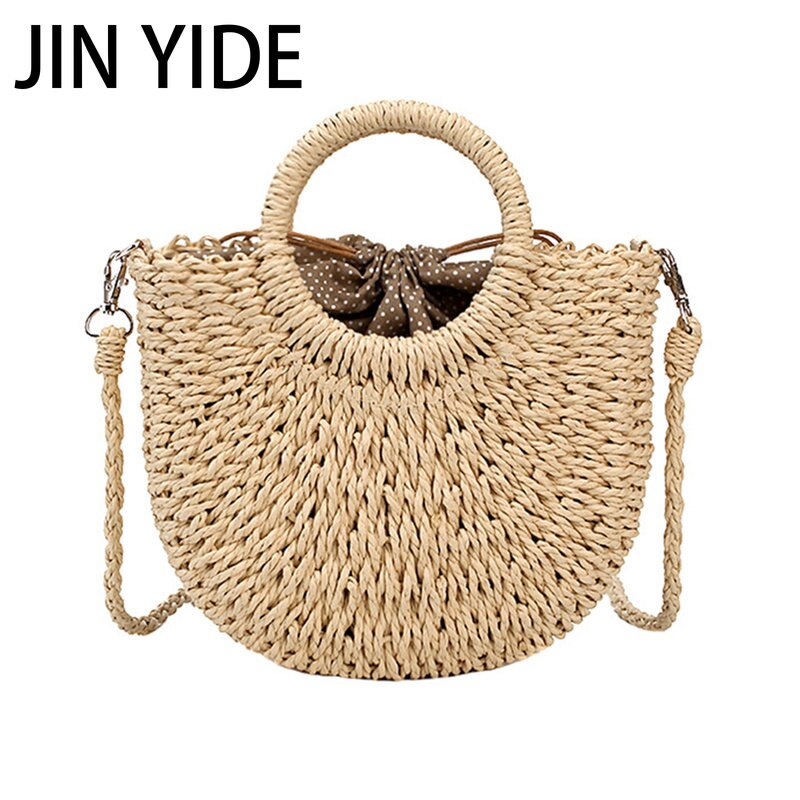 Summer Straw Handbag Wooden Handle Large Capacity Paper Rope Woven Straw Bag 2024 New Fashion Summer Vacation Travel Beach Bag