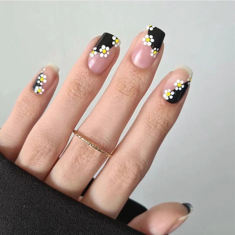 Purple Love Heart Leopard Print Wearable Nail Art Glossy Pink Fake Nails Finished False Nails Short Press on Nails with Glue MT871JP1828