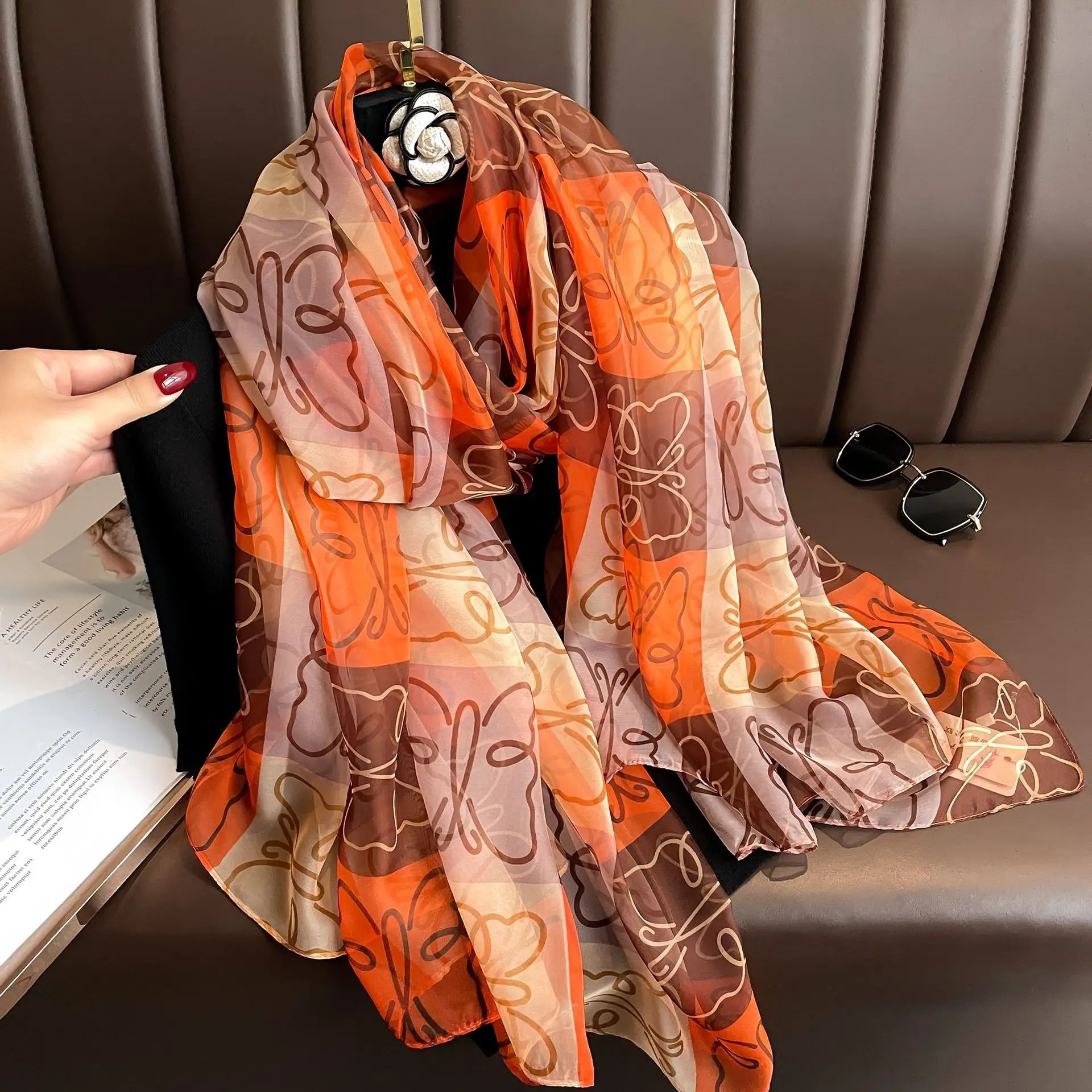 Silk Scarf Foulard Female Headbanda Luxury Hijab Women Soft Warm Pashmina Beach Scarves Echarpe Shawl Large Wrap Echarpe Bandana see chart 28