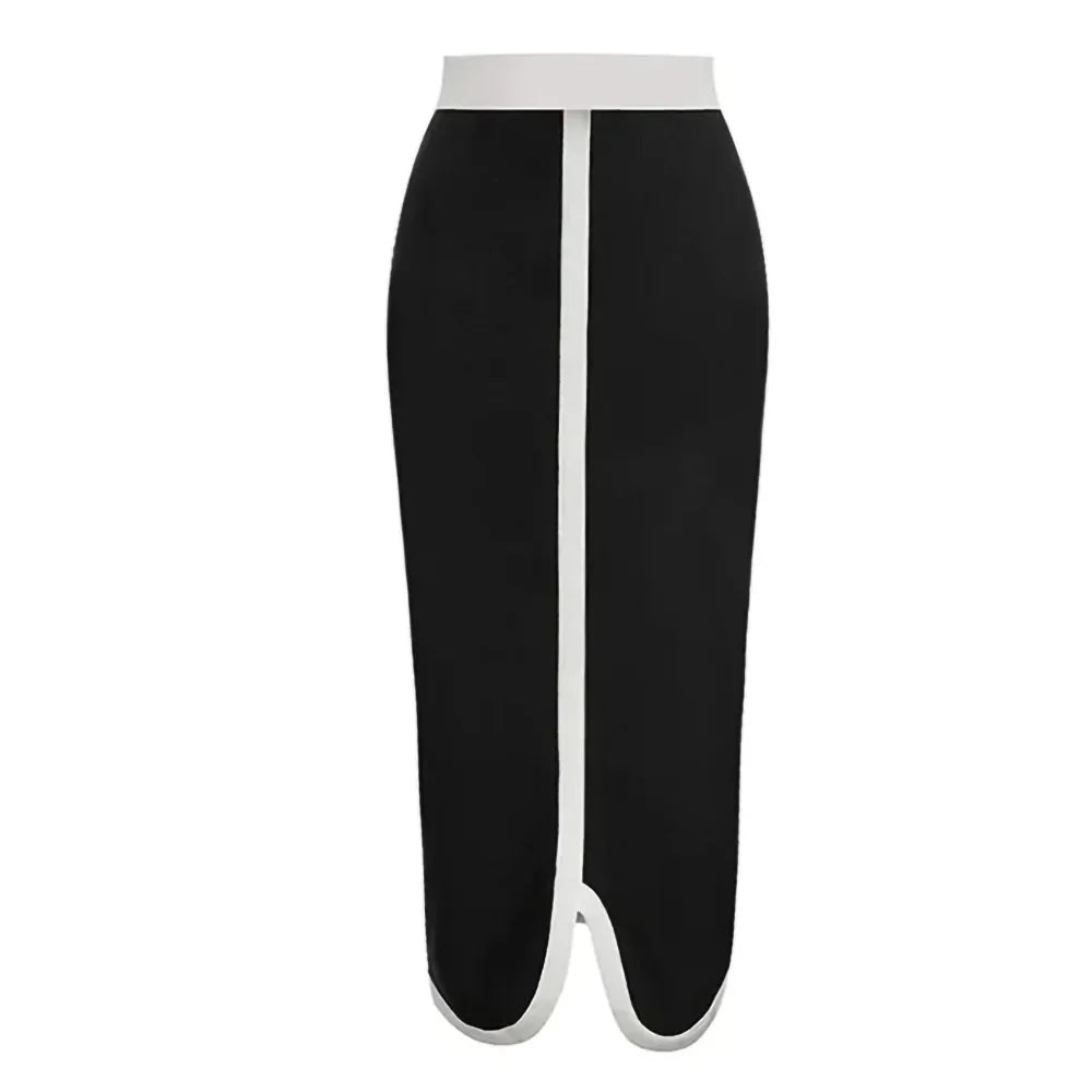 Black & White Spliced Swimsuit Women'S Elegant Tube Top Bow Belt Bikini Irregular Hip Beach Skirt Vintage Pool Swimwear cover