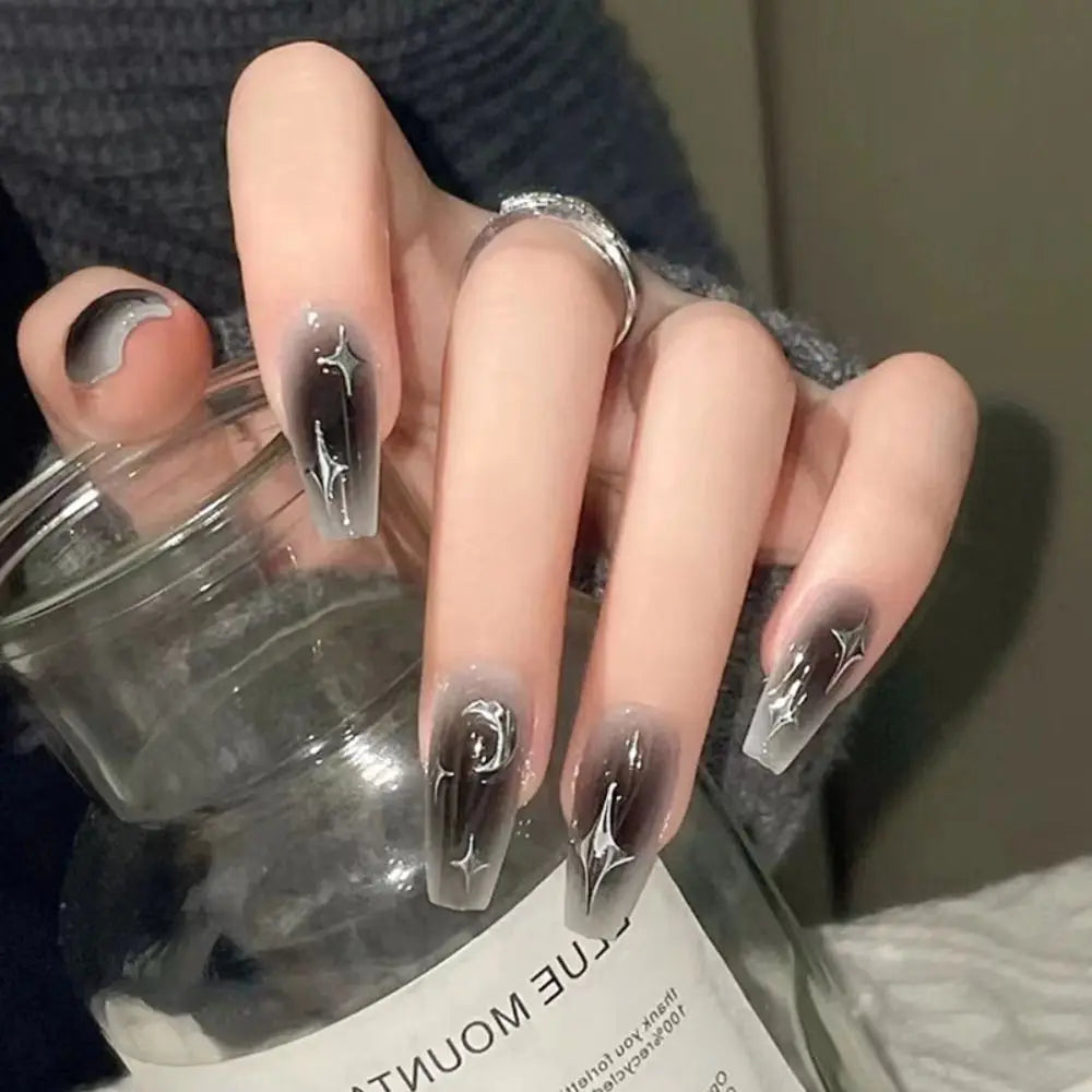 24pcs Gradient Fake Nails French Ballerina Nail Waterproof Faux Medium Coffin false nails Fingernails Press on Nails Tips CC2