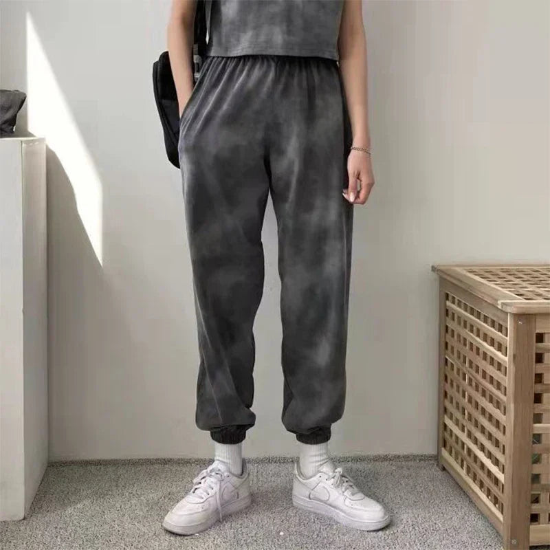 Women Clothing Sets Short Sleeve T-shirt+Pant 2Pcs Summer Camouflage Tie-Dyed Loose Tees Tops Sports Casual Suit New