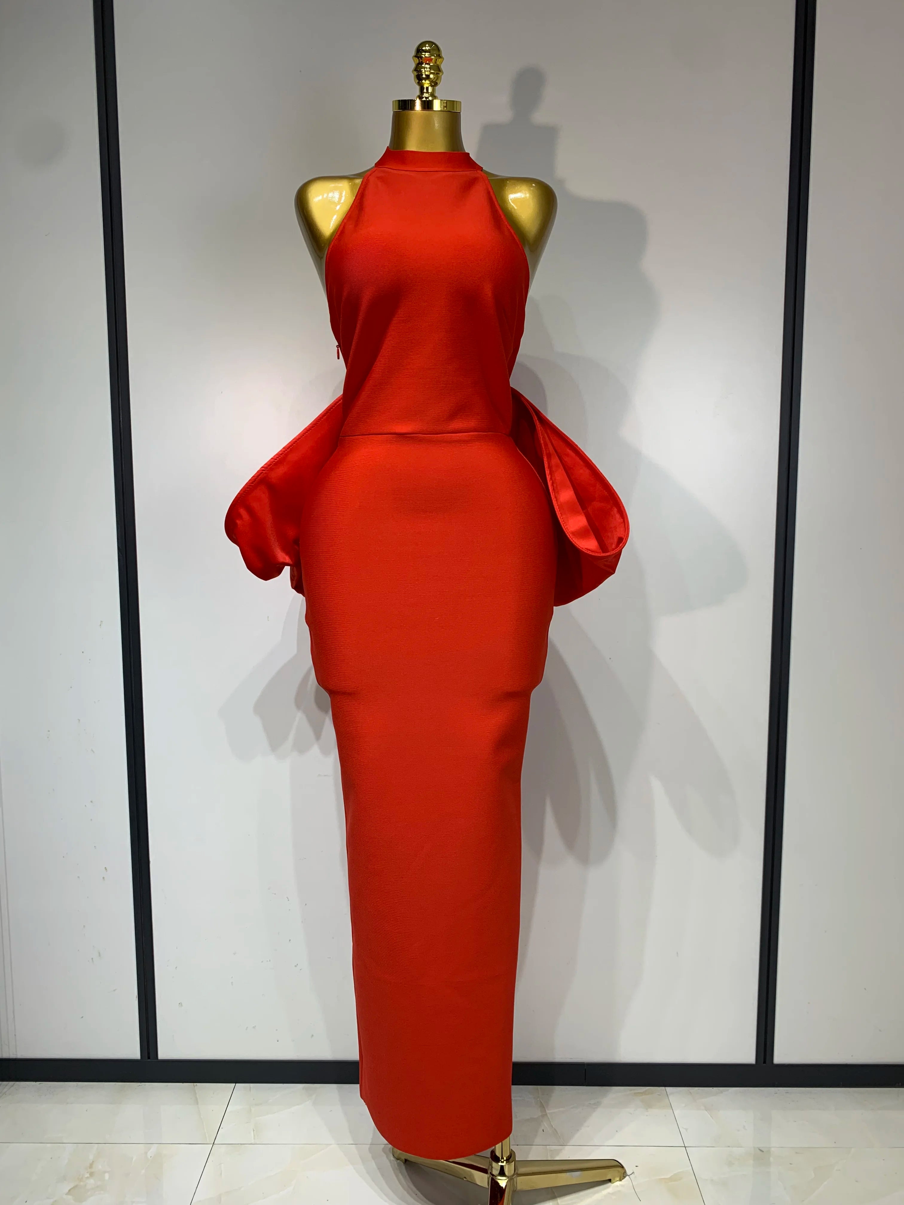 Women Sexy Backless Bow Sleeveless Bodycon Bandage Maxi Dress Red Celebrity Evening Party Cocktail Luxury Birthday Party Dresses