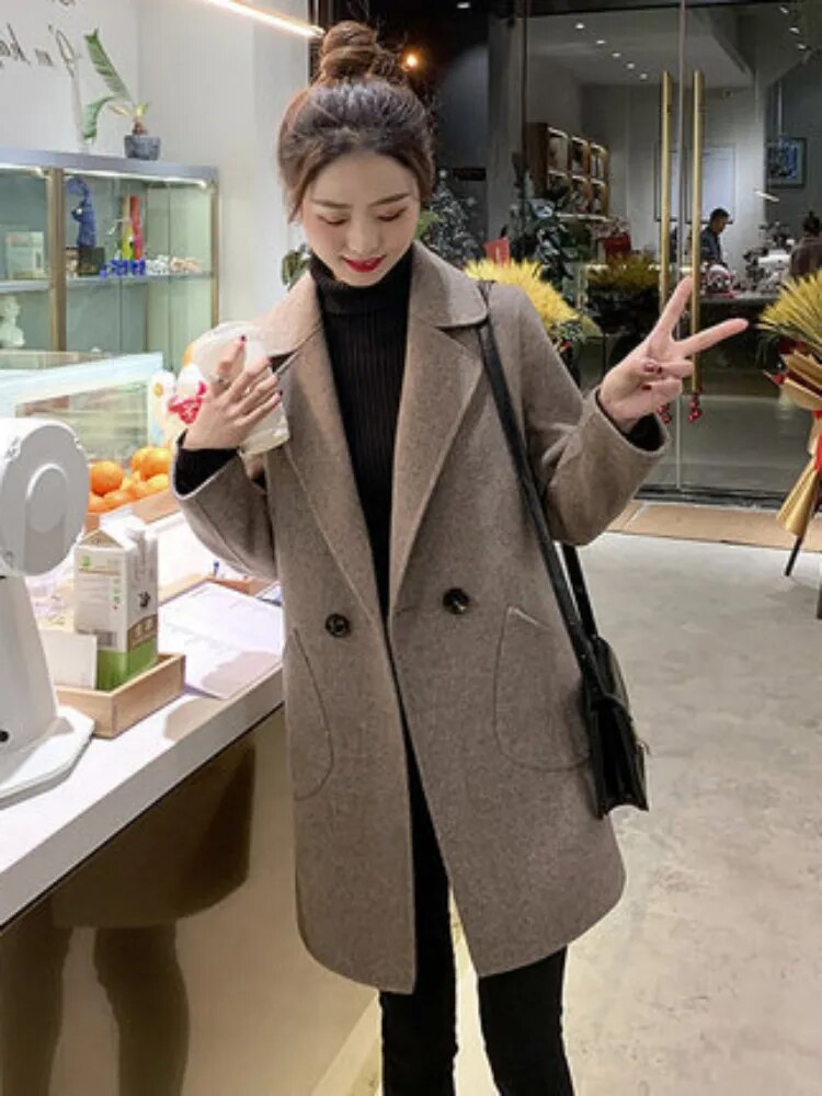 Winter Jackets for Women 2024 Autumn Korean Fashion Loose Mid-length Trench Coat Vintage Thick Suit Women's Clothing Outerwears Coffee