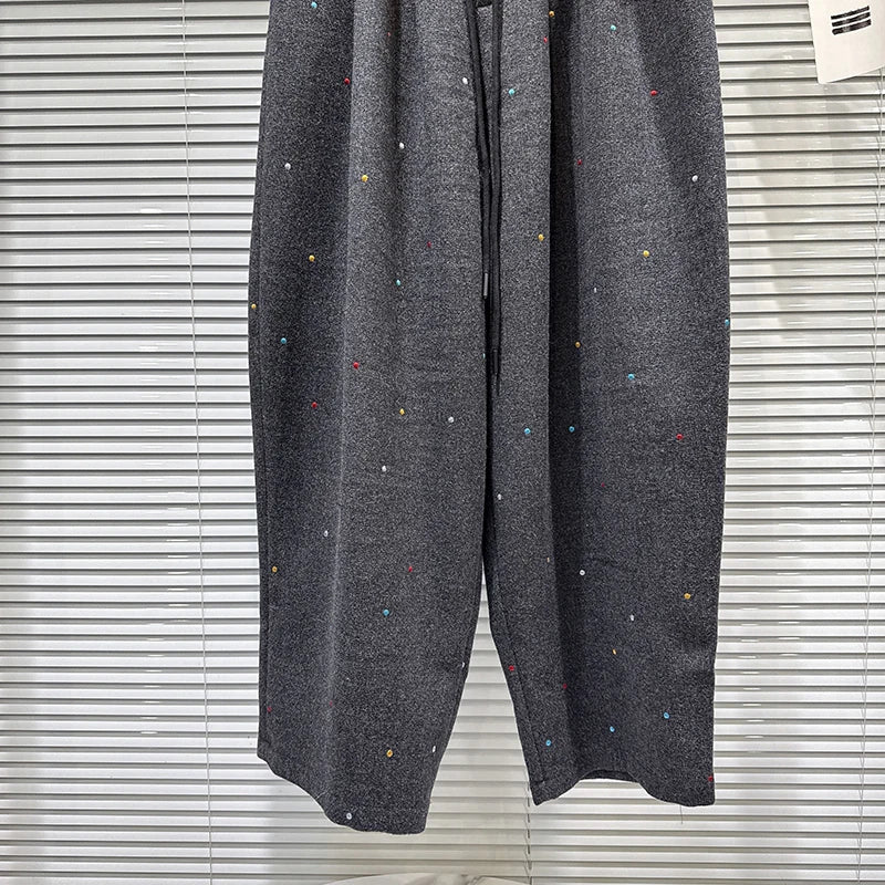 Winter Fashion Colorful Embroidered Loose Elastic Waist Harem Pants For Women Casual Pant Female 11A07644