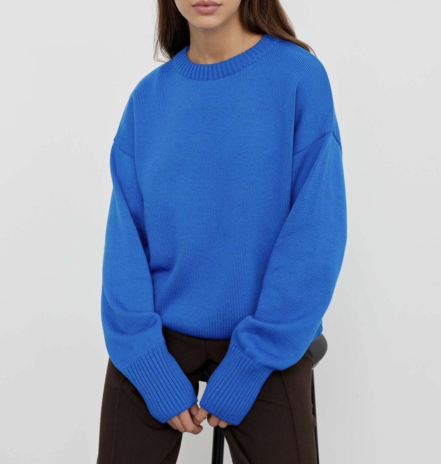 Winter Warm Thick Knit Sweaters Solid Black Sweater Soft Pullover Loose Pullovers Korean Autumn Women Coat O Neck Sweater Jumper Blue One Size