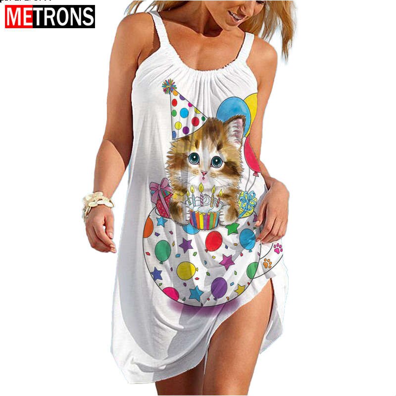 Summer Sundress Lily Butterfly 3D Print Party Dress PM879WD