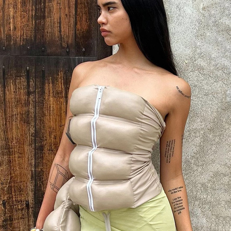 セクシーな女性光沢のあるゴールドシルバービスチェクロップトップス高輝度 Pu レザークラウンガードル痩身ウエストストラップレスローカットコルセットトップ夏
