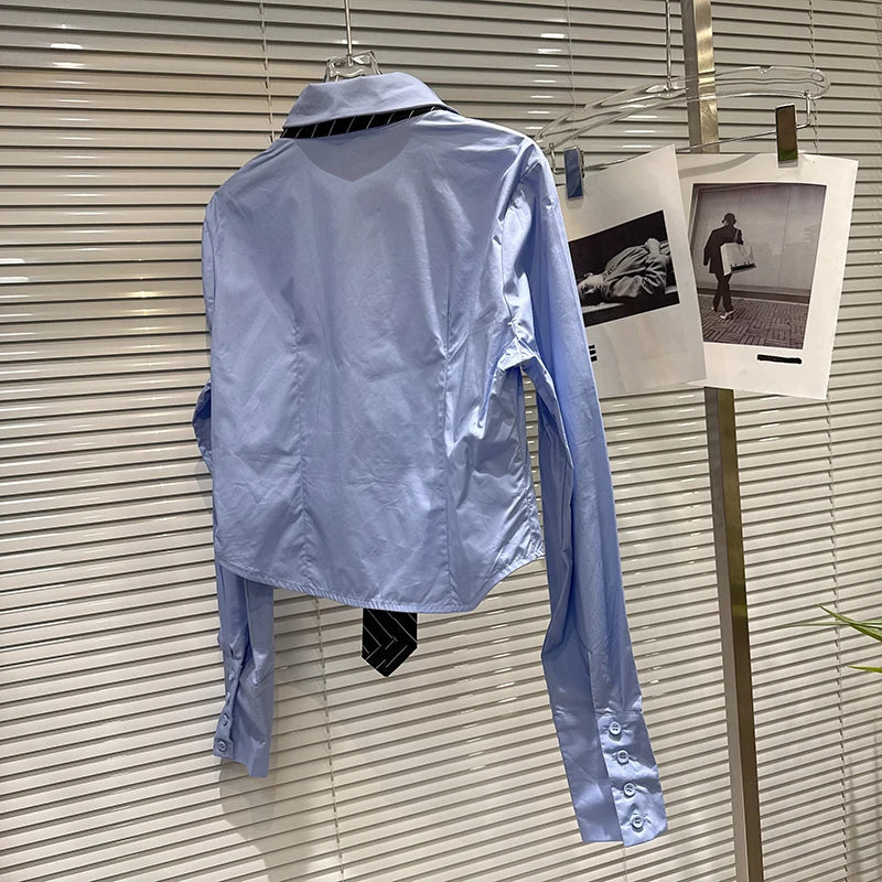 Winter New Trendy Sweet Fashion Tie Single-brasted Shirt Sweater Belted Short Skirt Three-Piece Set For Women 11A07596