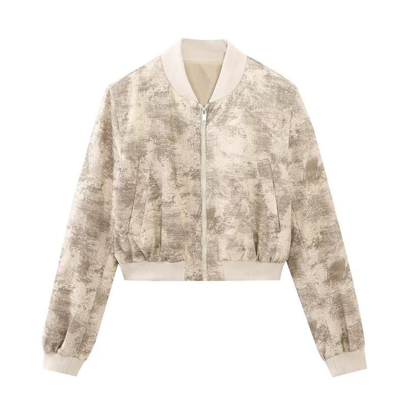 TRAF Women Spring Pilot Jackets Skirt Sets 2024 Fashion Print Long Sleeved Short Coats Pockets Elastic Waist Mini Skirts Outwear Jacket-1