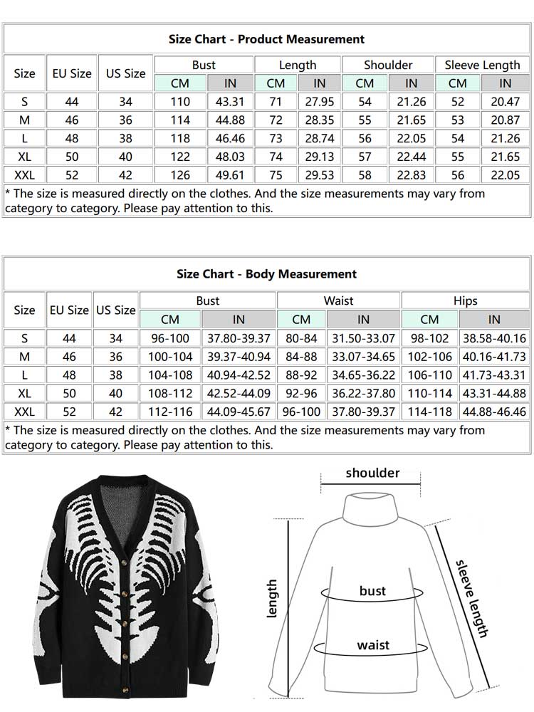 ZAFUL Men's Sweater Cardigan for Halloween Skeleton Pattern Button Fly Cardigans Autumn Winter V-Neck Long Sleeves Sweater Coats