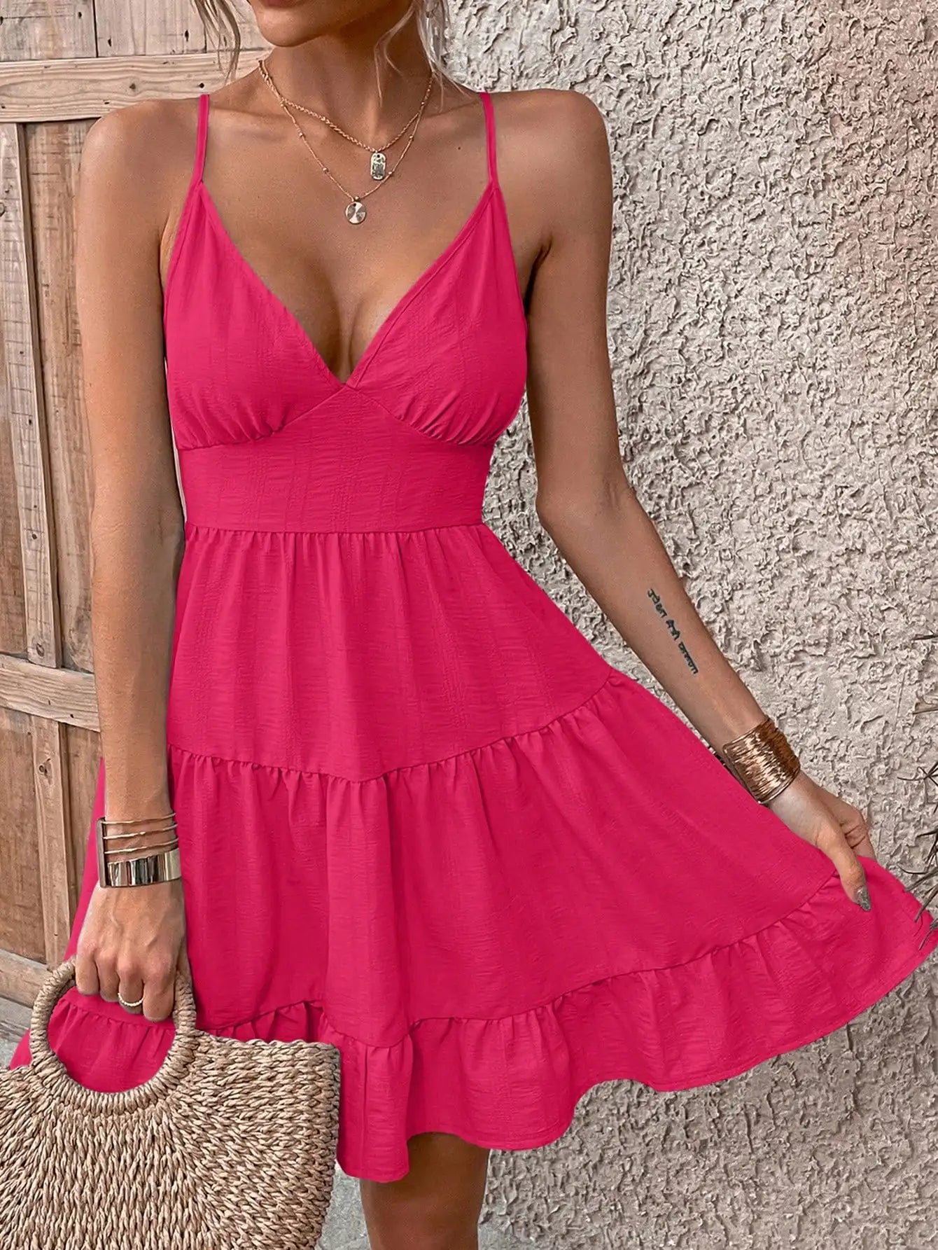 New Dress Women's Summer Suspended Dress Beach Style Large hem Slim Back Hollow Bow Style 15