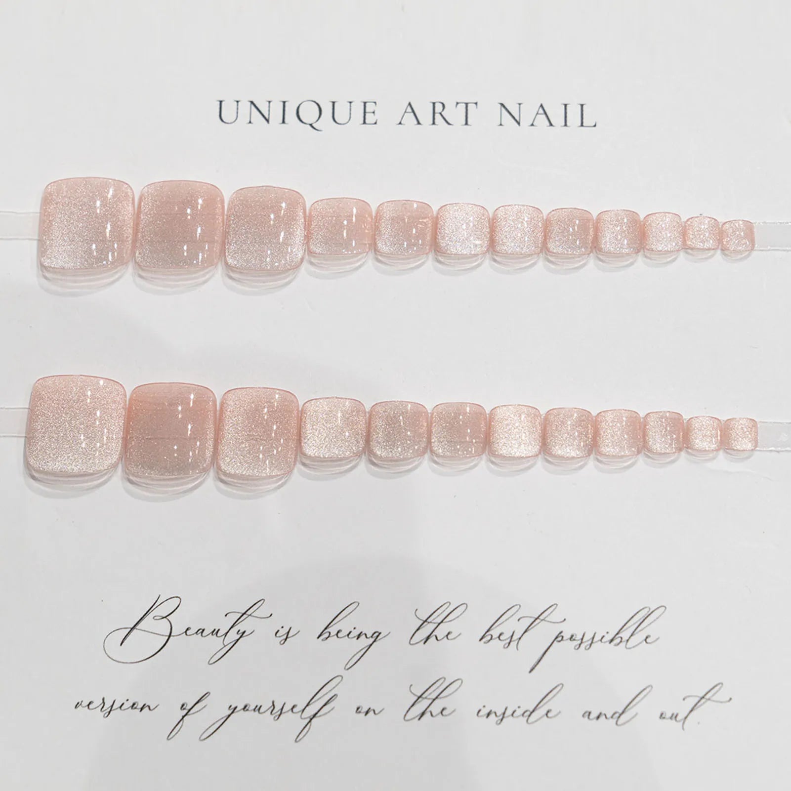 24pcs Summer False Toenails Aurora Cat Eye Fake Toenail Patches Beach Wearable Detachable Square Head Press on Toe Nails 10
