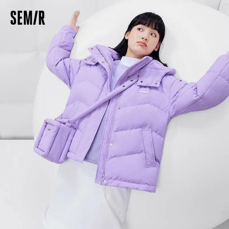 Semir Down Jacket Women Medium Long Design Hooded Warm 2022 Winter New Loose Thick Coat Woman'S Fashion
