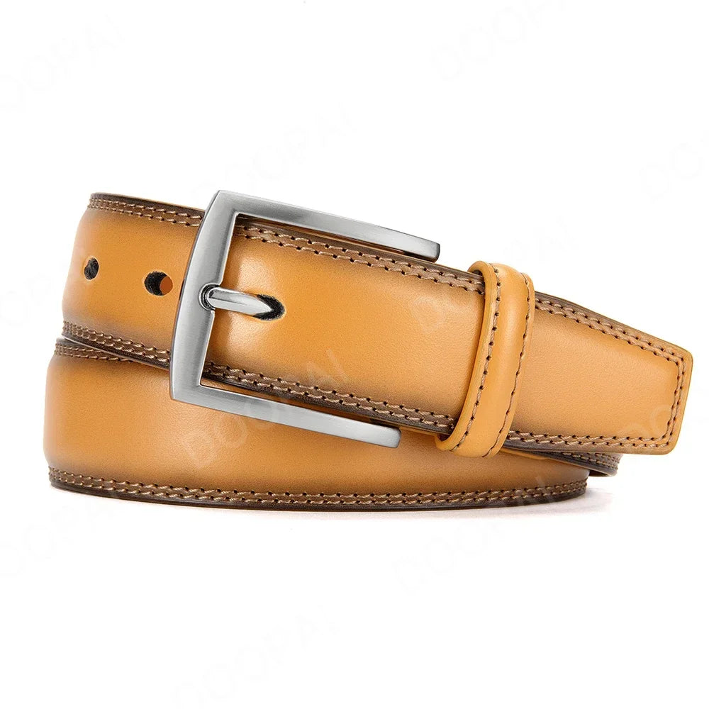 Men Belts Genuine Leather LONG Large Pin Buckle Metal Automatic Buckle Male Belts Strap Male