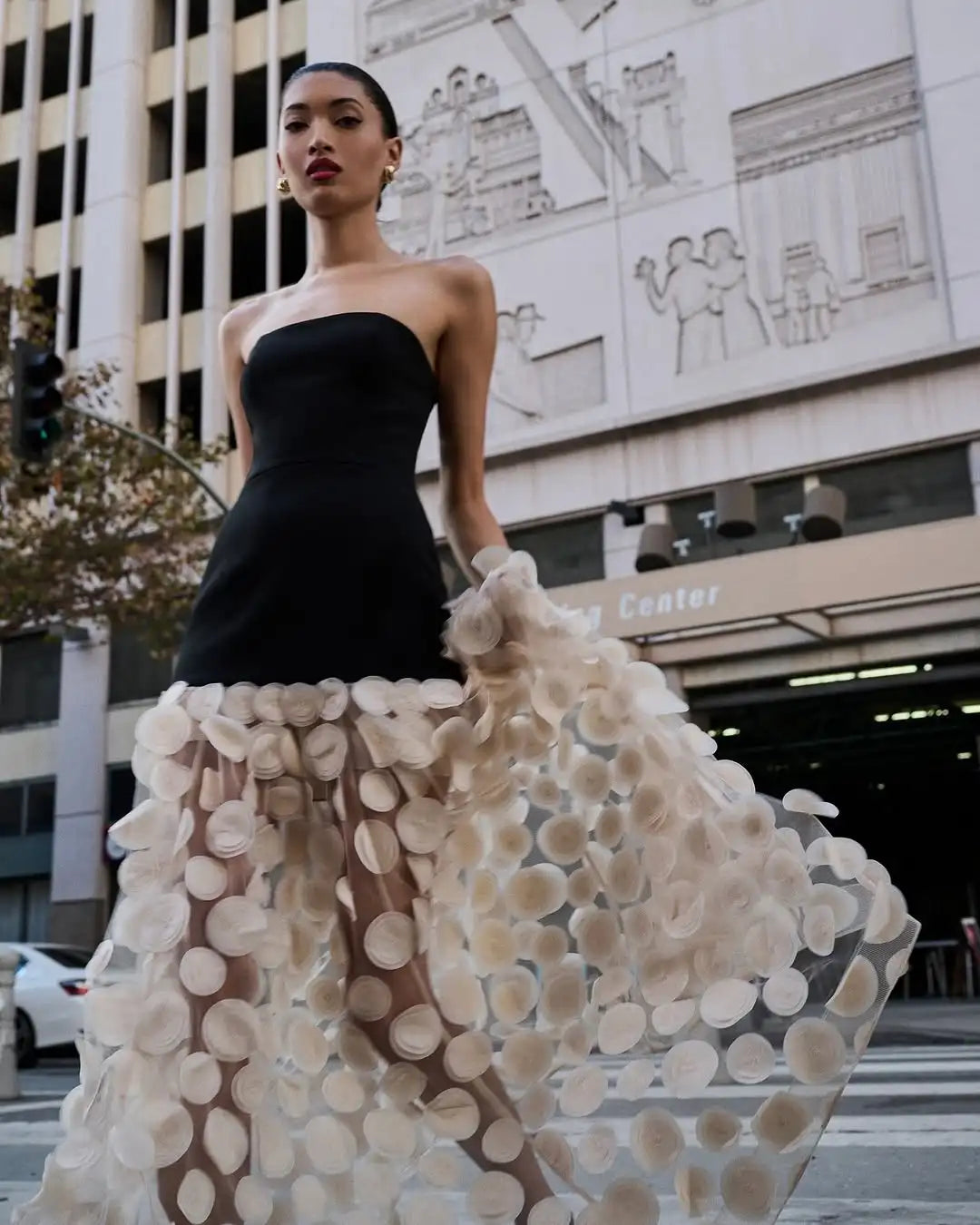 2025 Summer Black Strapless Apricot Hound Piece See-through Long Dress Hem Celebrity Birthday Party Dress Wedding Party Vestido