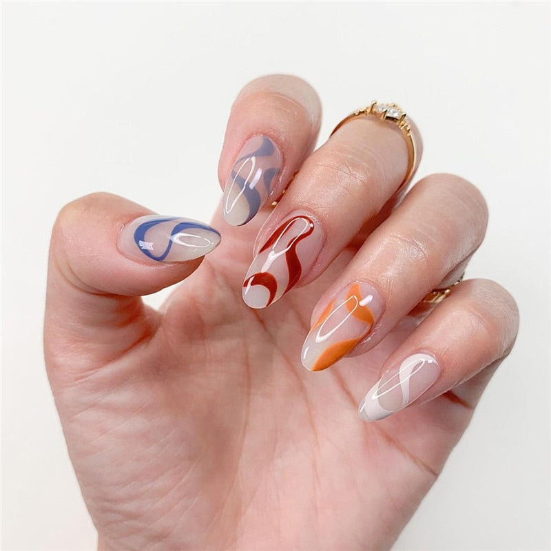24pcs накладные ногти False Nails Supplies For Professionals With Glue Charming Nail Art Press On Nails French Wearable Manicure JP1413