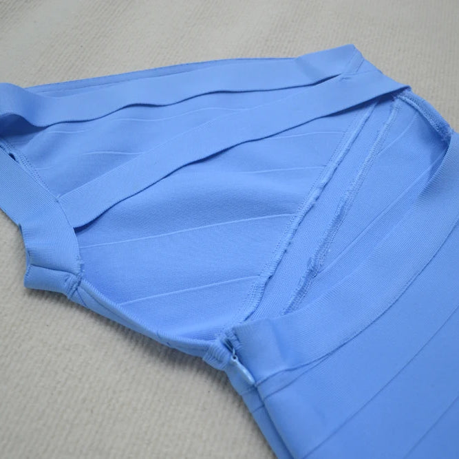 2025 Elegant Women's Single Shoulder Sleeveless Bandage Dress with Diagonal Collar Bodycon Bareback Split and Knee Dress Vestido