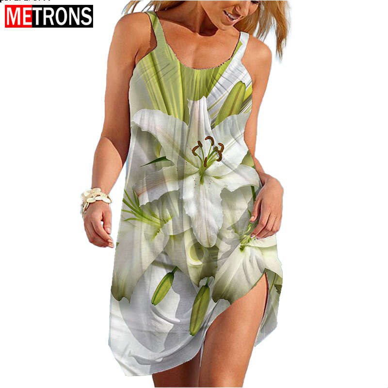 Summer Sundress Lily Butterfly 3D Print Party Dress PM566WD