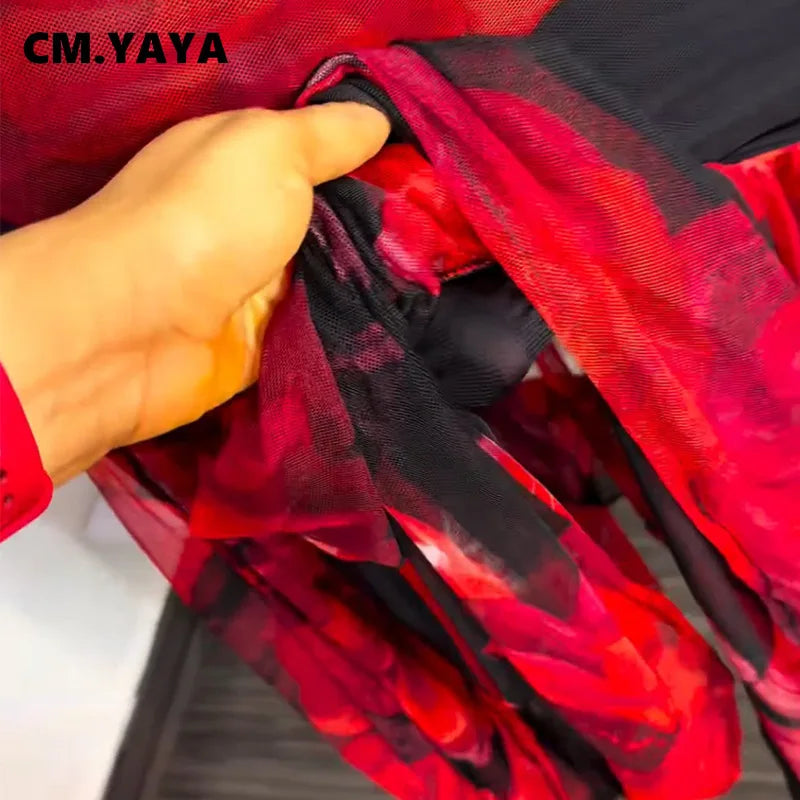 CM.YAYA Women Halter Neck Backless Ruched Stacked Sleeveless Mesh Long Maxi Dress 2025 Birthday Even Sexy Party Dresses Vestidos