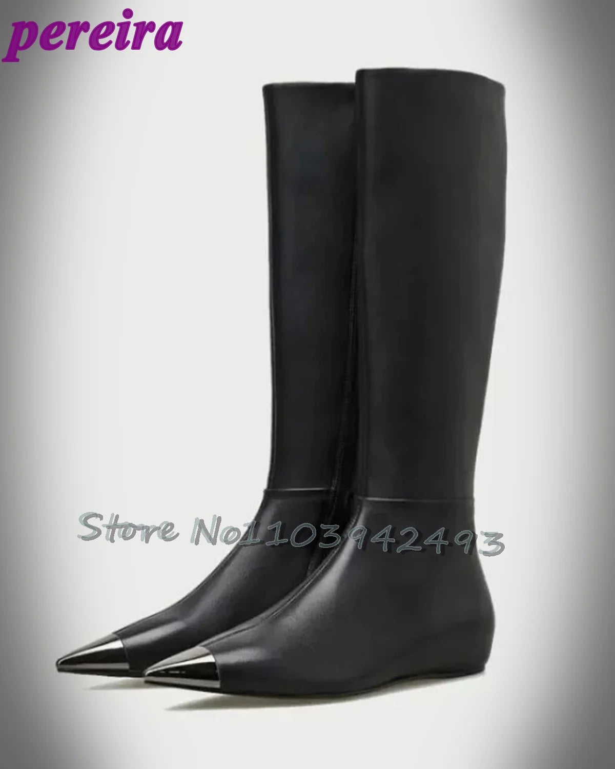 Fashion Catwalk Boots Women Botas Wide Fit Heels Loose Large Pants Tude Shoes Stiletto Knee-High Dress Winter Pull On Plus Size black