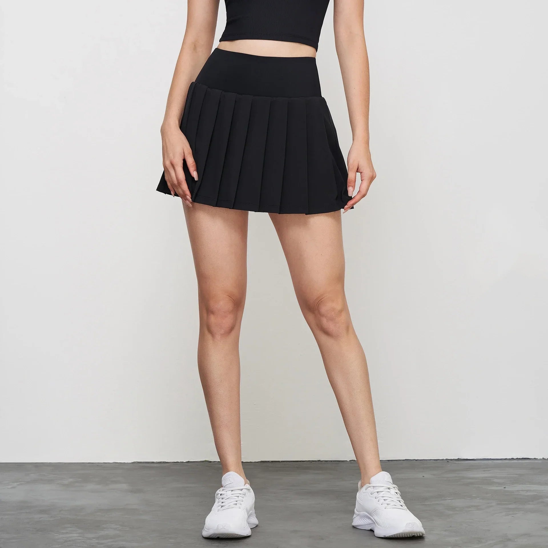 1/2/3Pcs Lycra Workout Sets Womens Seamless Gym Sportswear Shock-proof Sport Bra High Waist Yoga Pants Gym Leggings Tennis Skirt 1pc Skirt 2 - Black