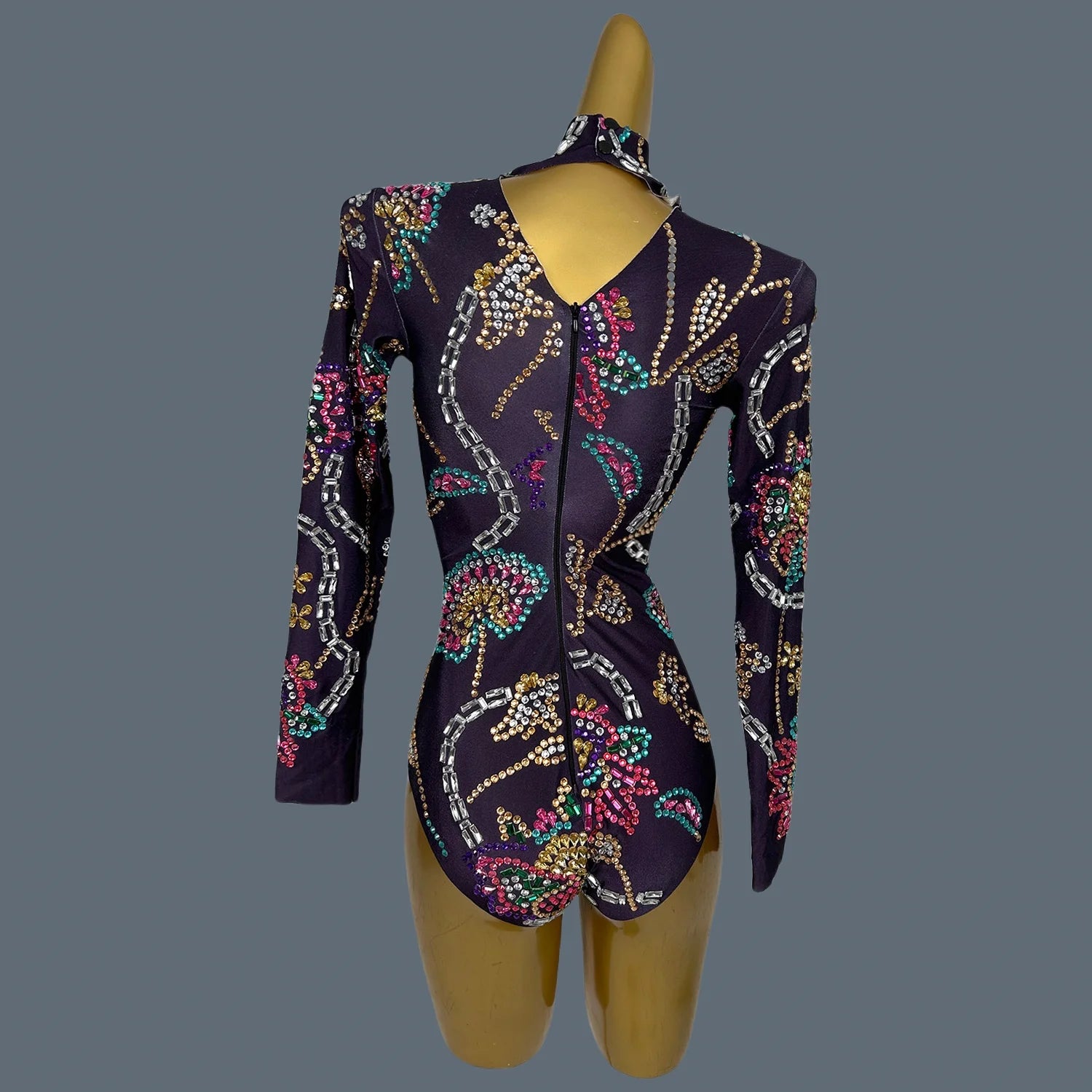 Shinning Fancy Crystals Bodysuit For Women Spandex Leotard Party Nightclub Stage Performance Showgirl Stretchy Bodysuits Jingu