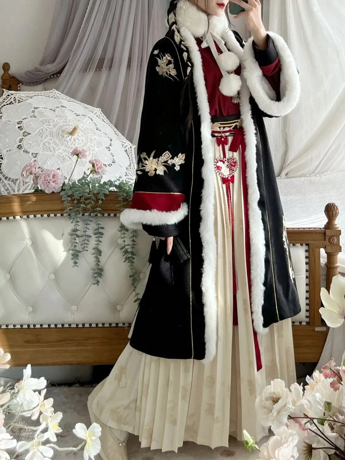 Winter Original Song Dynasty 2024 Hanfu Woolen Sweater Thickened Double-breasted Long Jacket Women Longuette for Girls and Women