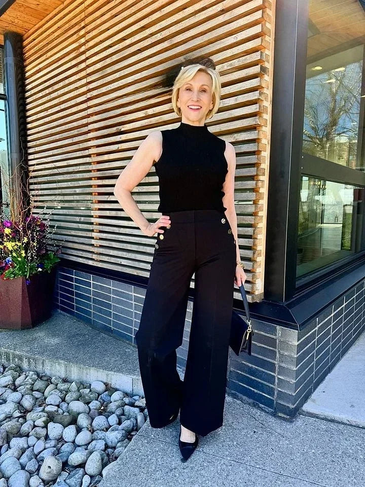 Tummy Control Button Wide Leg Pant for Women Dropshipping Womens Office Wide Leg Pants Loose Casual Trousers Straight Pants 2024