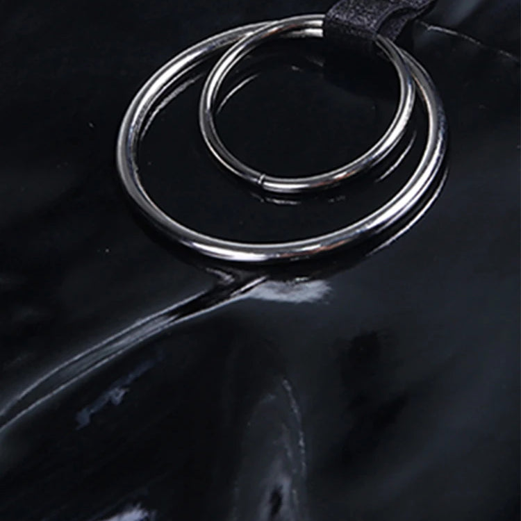 Lautaro Spring Soft Shiny Reflective Black Faux Leather Maxi Skirt Women with Double High Slit Dark Academia Y2K Clothes 2025