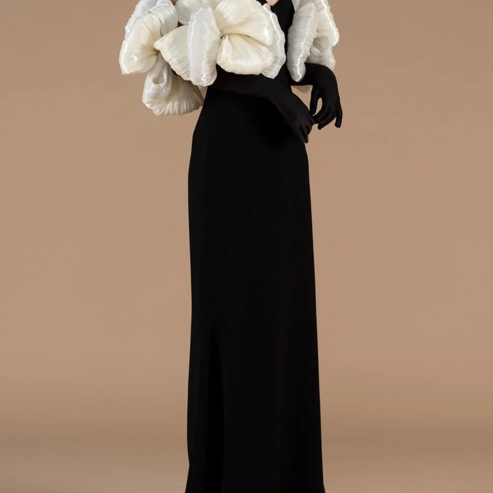 2024 Sexy Women Long Bandage Dress Fashionable Off Shoulder Chiffon Patchwork Long Sleeved Bodycon Backless Dress Party Vestidos