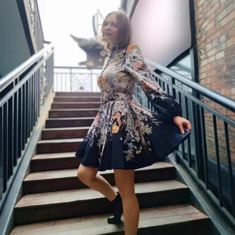 Women's Dress Floral Linen Elegant Short Dresses Casual Vacation Beach Party Dresses Woman Clothing Summer Skirt