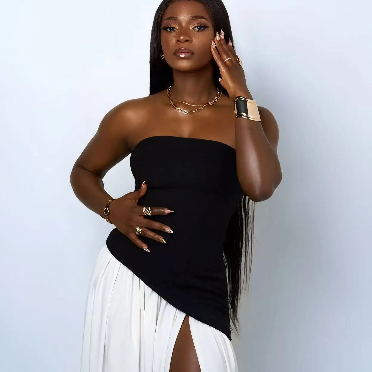 Top Quality Women Sexy Strapless Laced-up Bodycon Long Maxi Dress Nightclub Party Birthday Photo Shoot Vacation Fashion Outfit