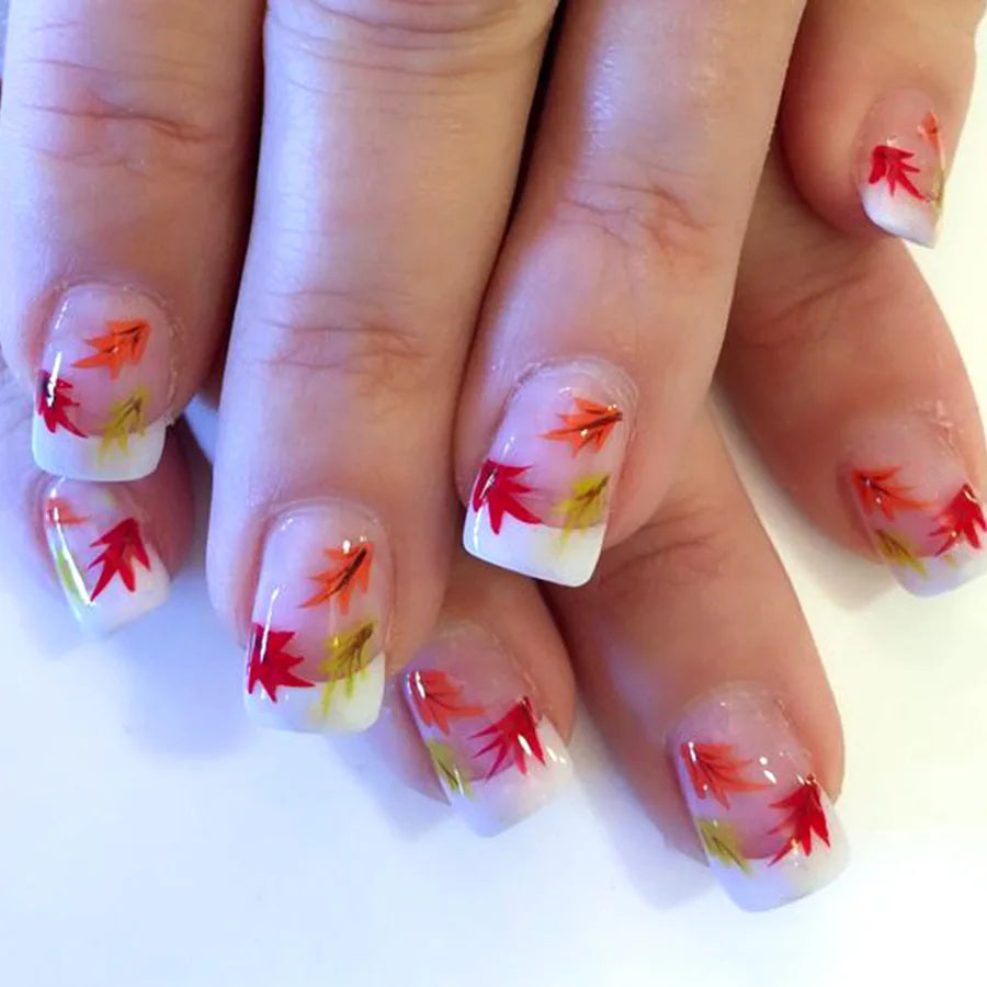 24Pcs Fashion Fake Nails Press on Long Ballet False Nails Art with Flower Design Brown Detachable Full Cover Nail Tips Manicure 614