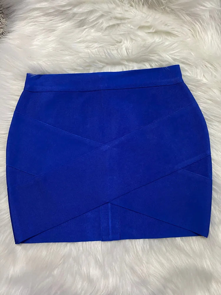 Ladies Rayon Black Thick Rayon Pencil Bandage Skirt Cute Mini Skirt Blue