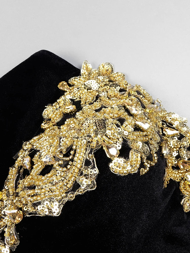 Glamorous Black Strapless Mermaid Dress with Crystal Embellishments for Gala Events Evening Gown