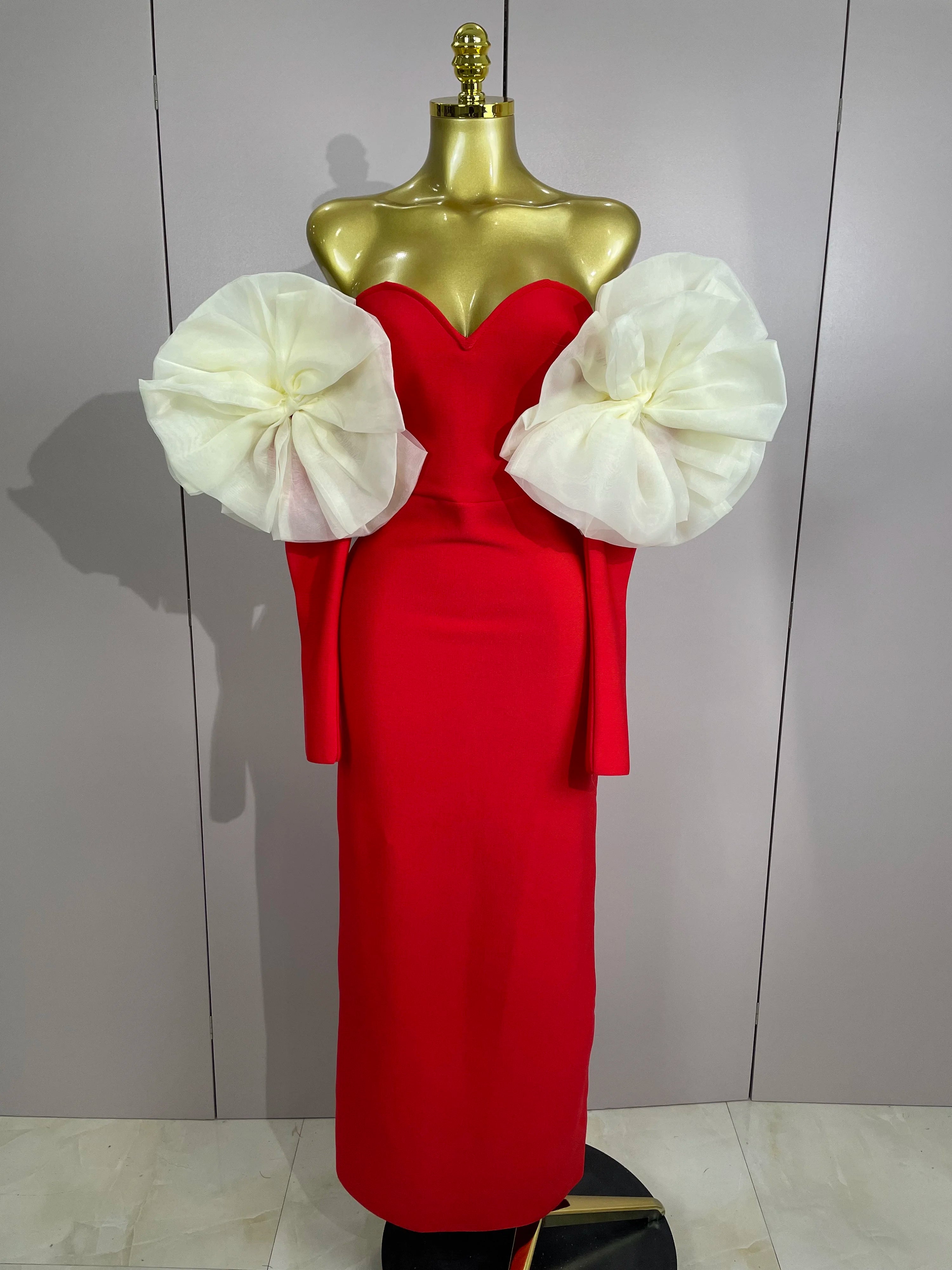 2025 New Women Sexy Off Shoulder Red Bodycon Bandage Dress Long Sleeved Celebrity Elegant Backless Dress Luxury Birthday Dresses Red