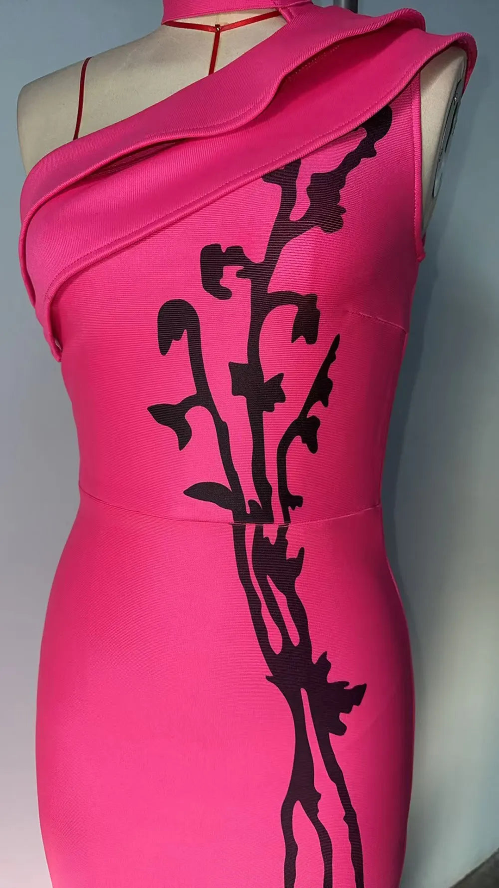 2025 Sexy Women's Printed Bandage Dress with Hanging Neck Slant Neck Sleeveless Ruffle Bodycon Long Dress Evening Party Vestidos