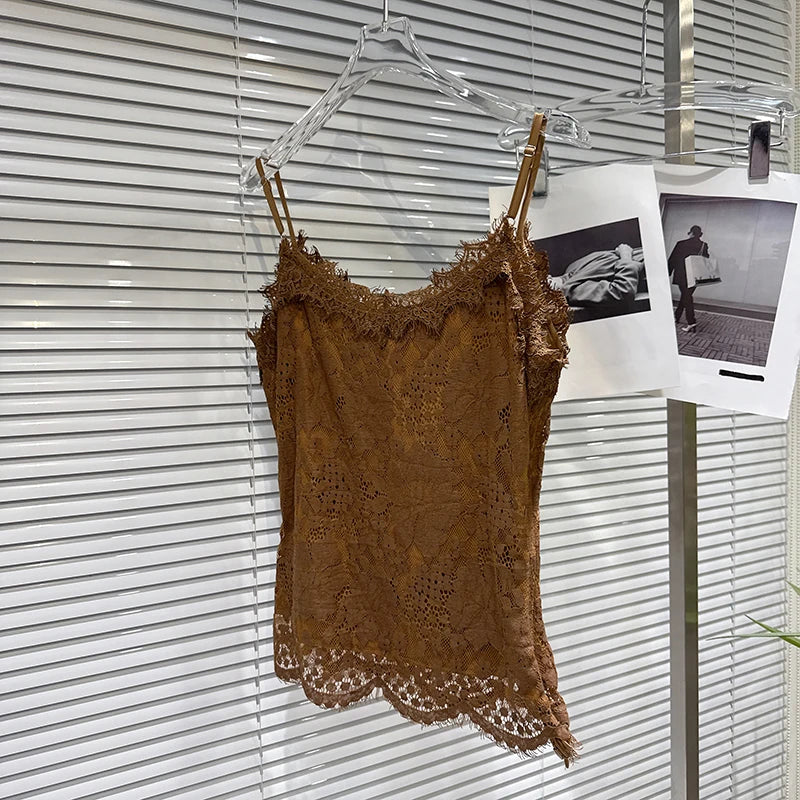 Winter Fashion New Elegant Lace Camisole Vest For Women High Waist Wrapped Hip Suede Short Skirt Female 11A07850