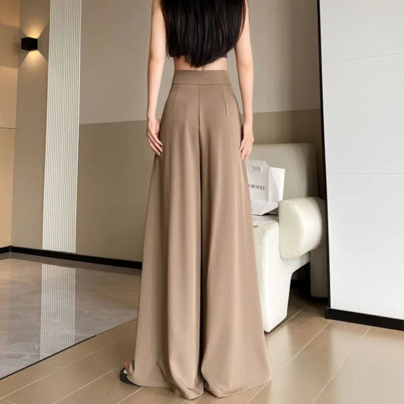 Wide Leg Pants Women Elegant Hight Waist Korean Suit Sweatpants Streetwear Loose Casual Female Draped Full Length Trousers