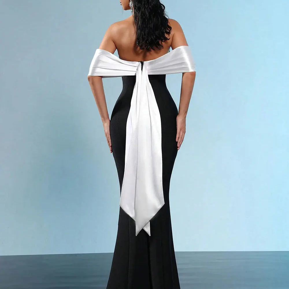 2025 Sexy Women'S Three-Dimensional Flower Design Bandage Dress Strapless Shoulder Strap Sleeve Bodycon Backless Long Dresses