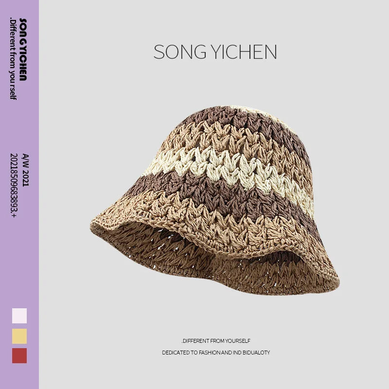 Colorful Hand Crochet Tassel Maxi Skirts Women Fashion Sexy Side High Split Knitted Long Beach Cover Ups Casual Petticoats coffee Fisherman hat