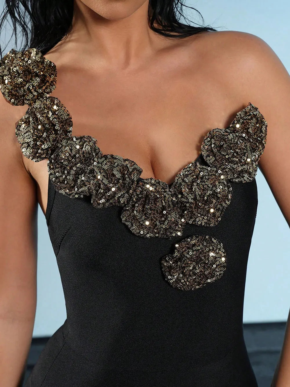 2024 Sexy Women's Light Luxury Sparkle Flower Design Bandage Dress One Shoulder Sleeveless Bodycon Long Dresses Party Vestidos