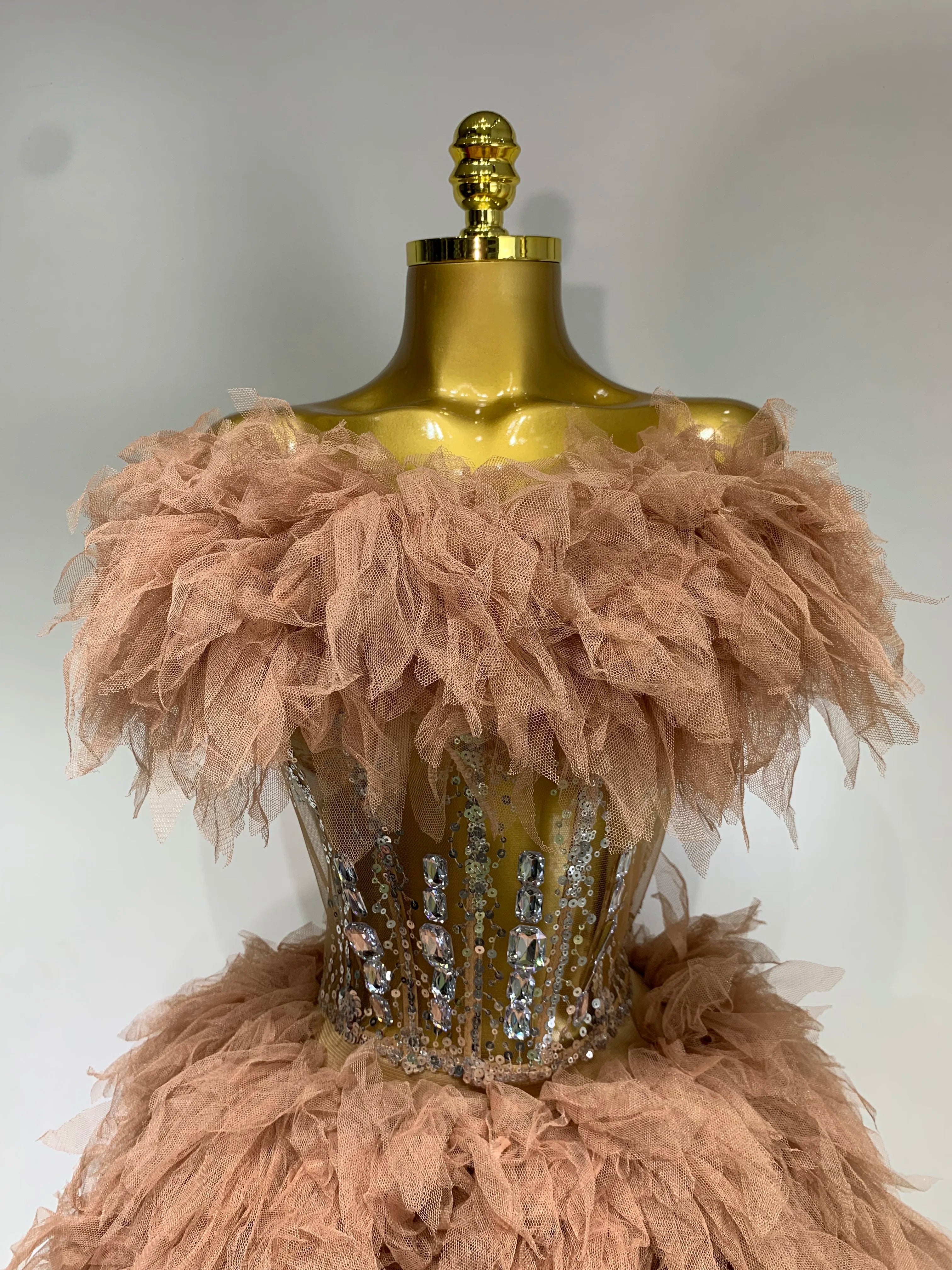 Women Sexy Strapless Mesh Two Pieces Set Celebrity Nightlcub Party Photo Shoot Outfit 2025 Prom Gown Luxury Birthday Dresses