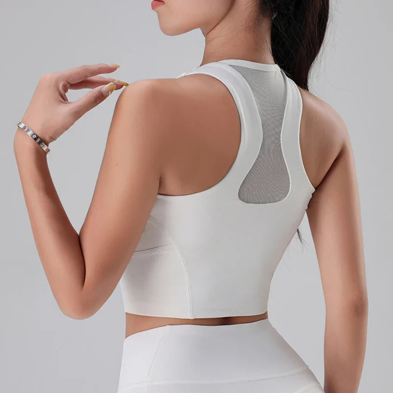Autumn and winter women's sexy underwear fitness clothing yoga sports bra without steel ring comfortable tops ladies underwear White vest