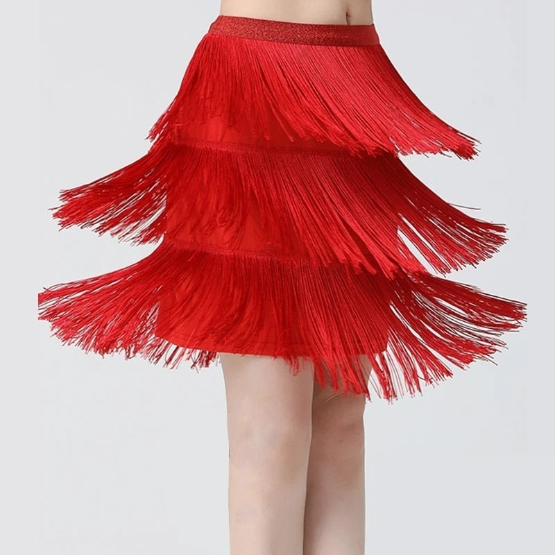 Women white color Dance Clothes Latin Dance Hip Scarf Tassel Skirt Latin Dress Ballroom Samba Fringes Competition Performance