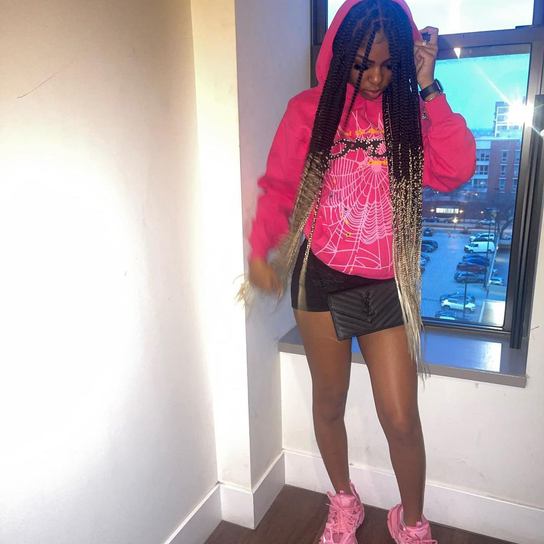 Y2k Printed Hoodie Sweatshirt for Women Spider Web Letter Gothic Streetwear Winter Baggy Hooded Polyester Autumn Punk Hoodies