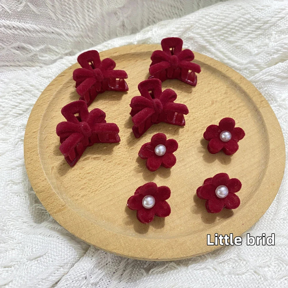 8Pcs Mini Flower Hairpin Bowknot Elegant Pearls Butterfly Hairpins Small Hair Clips for Girl's and Women’s Hair Decorations Set 8pcs B