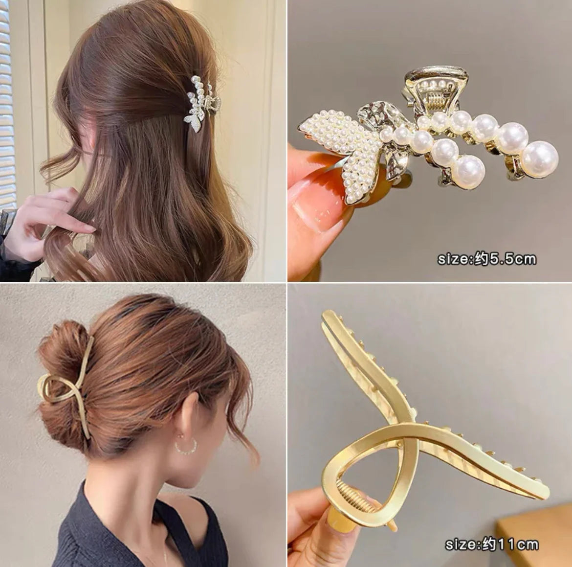 Mini Pearl Hair Claws Clips for Women Elegant Rhinestone Headwear Hairpins Hair Crab Barrettes Hair Accessories for Women 2pcs 3 One Size